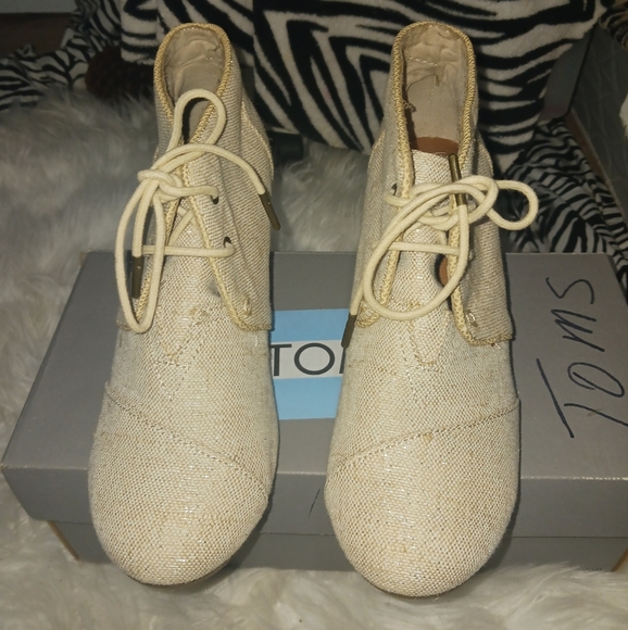 Toms women desert lace up ankle bootie wedge shoes - Picture 4 of 14
